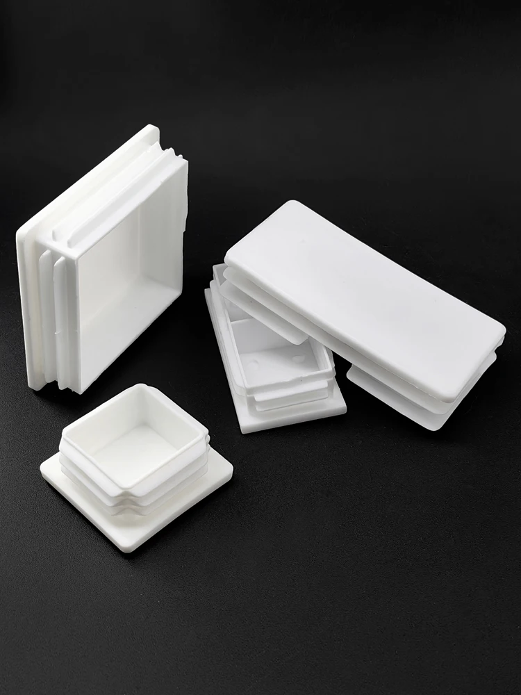 5/10/20Pcs White Rectangle/Square Blanking End Cap Table Leg Foot Pad Steel Pipe Insert Plug 13/15/16/19/20/25/30/32/35mm~200mm image 6