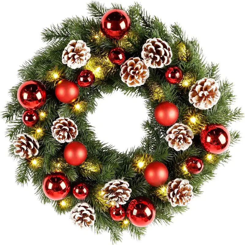 

Amazon popular Christmas decorations wreath window arrangement door hanging Teng strip venue arrangement Christmas wreath wholes