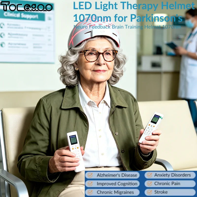 Clinical Grade 1070nm Near Infrared Light Helmet for Parkinson Alzheimer Stroke Brain Cognitive Function Rehabilitation Device