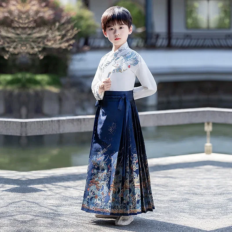 2024 Summer New Unisex Horse Face Skirt New Chinese Style Tang Costume Children's Ancient Costume Super Fairy Hanfu Tablecloth