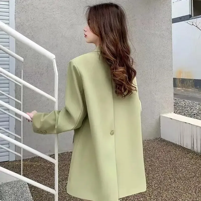 Insozkdg High-End Women's Suit Jacket 2024 Spring/Autumn Unique Lime Green Design Touch Personality New Blazer Women Clothing