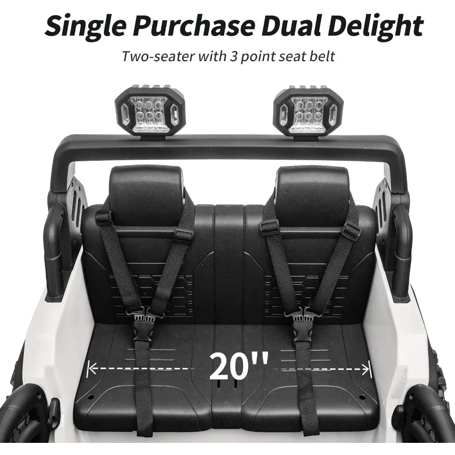 2인승 전동 자동차 장난감 24V 4륜구동 전기차 (4-8세용) 리모컨 포함 4x200W 모터, 최대 하중 150파운드 - 화이트