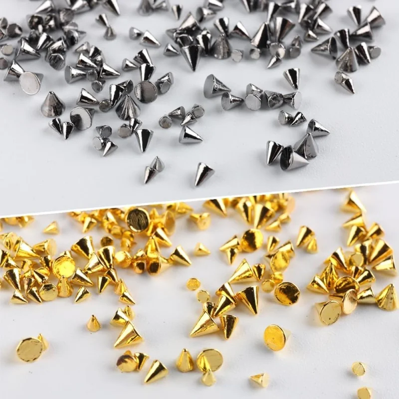 6 rasters 3D metalen klinknagel nagelbedels punkstijl gemengde maten goud zwart zilver legering nagelkegel studs nagelkunst manicure decoraties