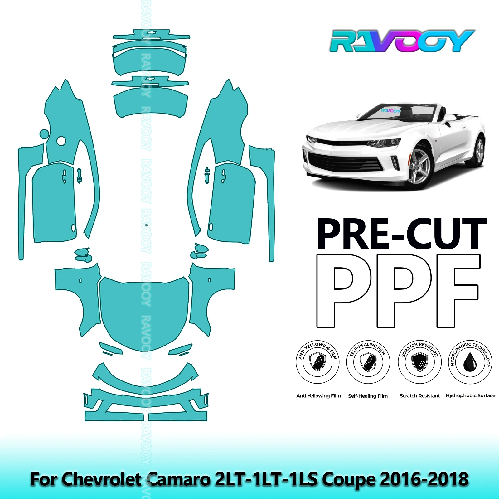 

Car Precut PPF Paint Protection Film Full Vehicle For Chevrolet Camaro 2LT-1LT-1LS Coupe 2016-2018