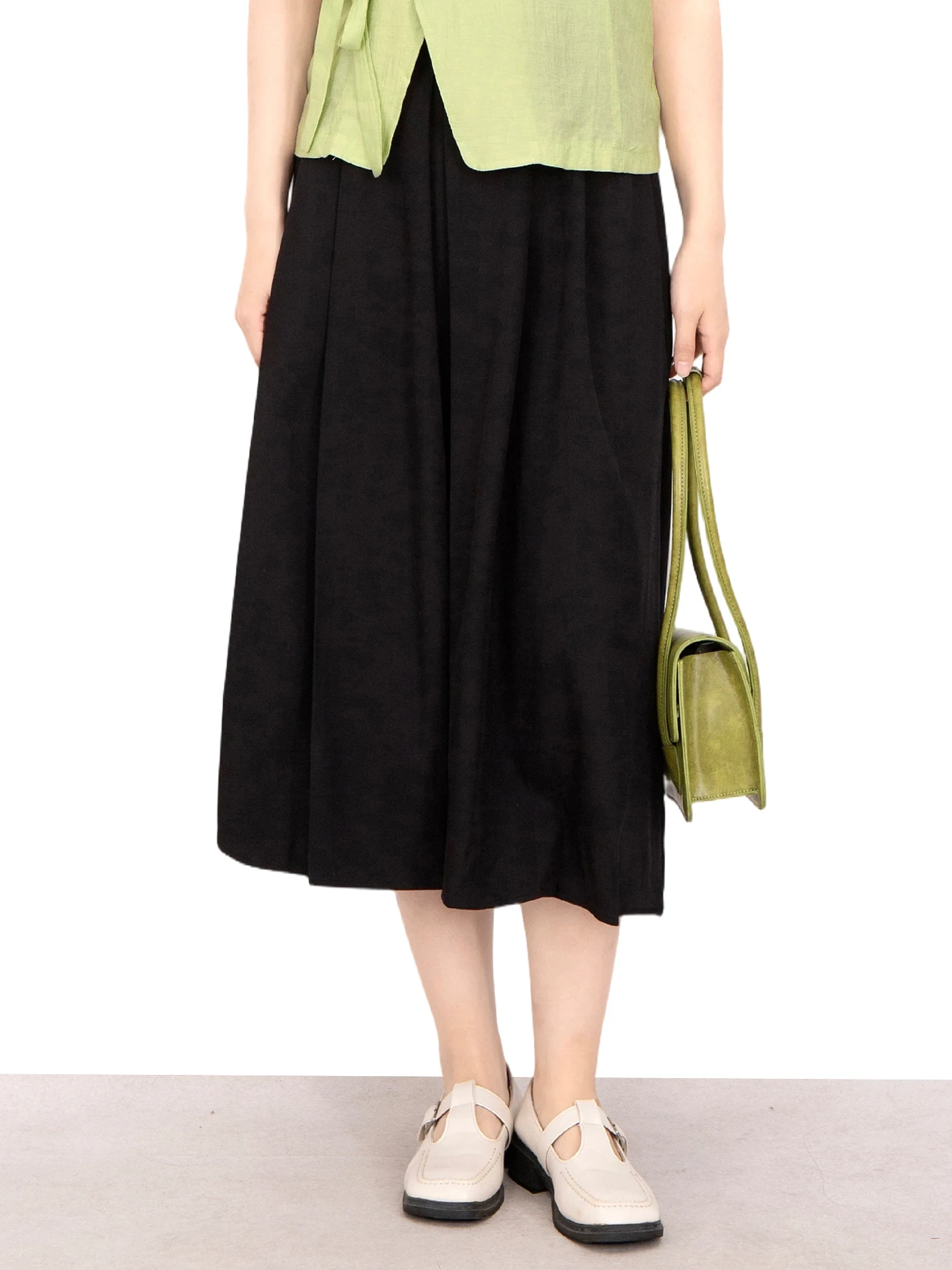 

Юбка А-силуэта с высокой талией для женщин, черная, утягивающая, скрывающая живот, летняя, модная, в студенческом стиле, из полиэстера, плиссированная, костюмная юбка