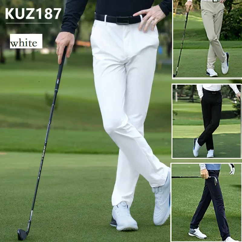 25 New Pgm Spring Golf Pants Mens Casual Straight Golf Pants Full Length Work Cargo Trousers Male Elastic Waist Sweatpants