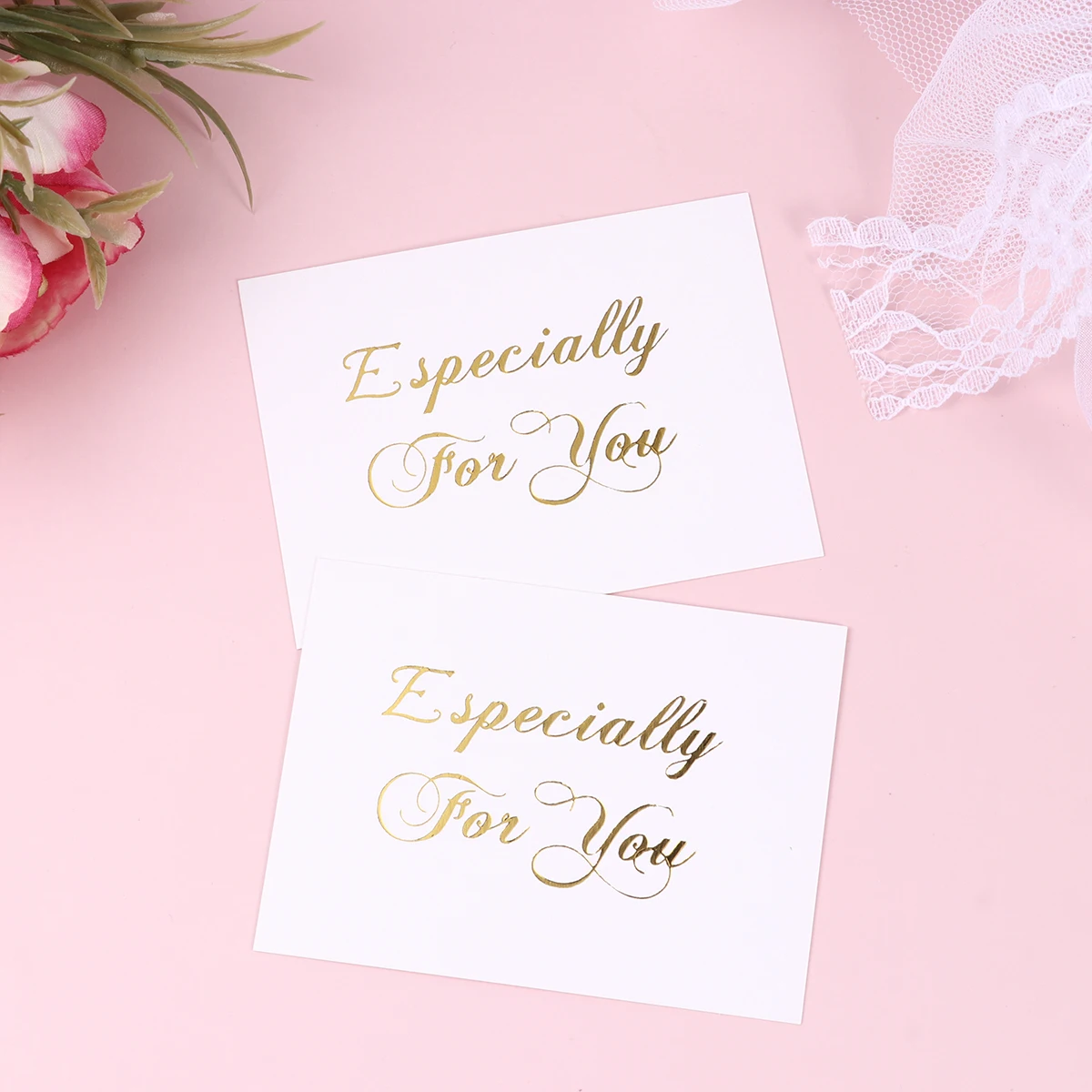 

50pcs Wedding Thank You Cards Foil Printed Greeting Card Blank Reverse Party Bride Groom Parents Gratitude Notes Design