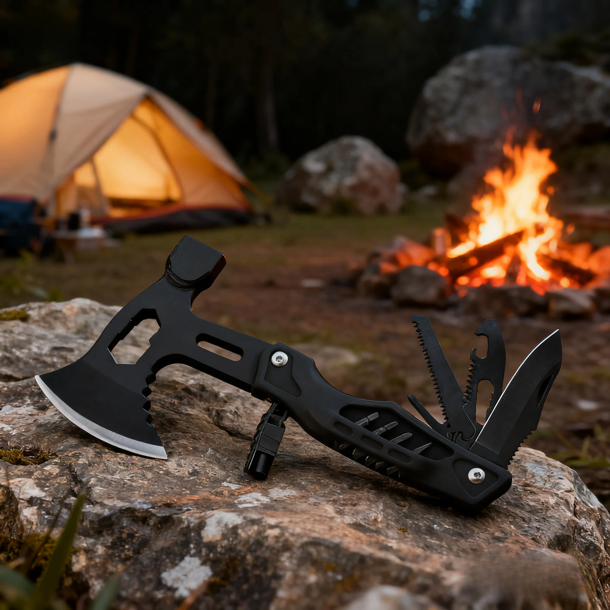23-in-1 Outdoor-Axt: Messer, Säge, Schraubendreher, Flaschenöffner. Leicht, kompakt. Perfekt für Camping und Überleben. Tolles Geschenk für Männer.