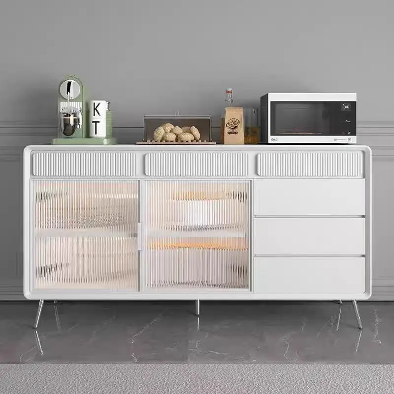 

Modern Minimalist Cream Style Nordic Japanese Solid Wood Dining Side Cabinet Storage Tea Dishes Living Room Side Cabinet Tea