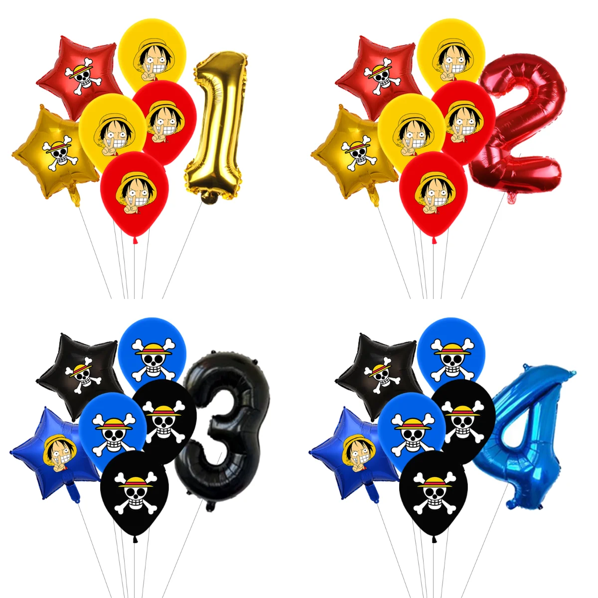 One Piece Geburtstagsparty-Ballonpackung, Cartoon-Charakter-Ballons für Kinder, Babyparty-Dekoration, Gastgeschenke