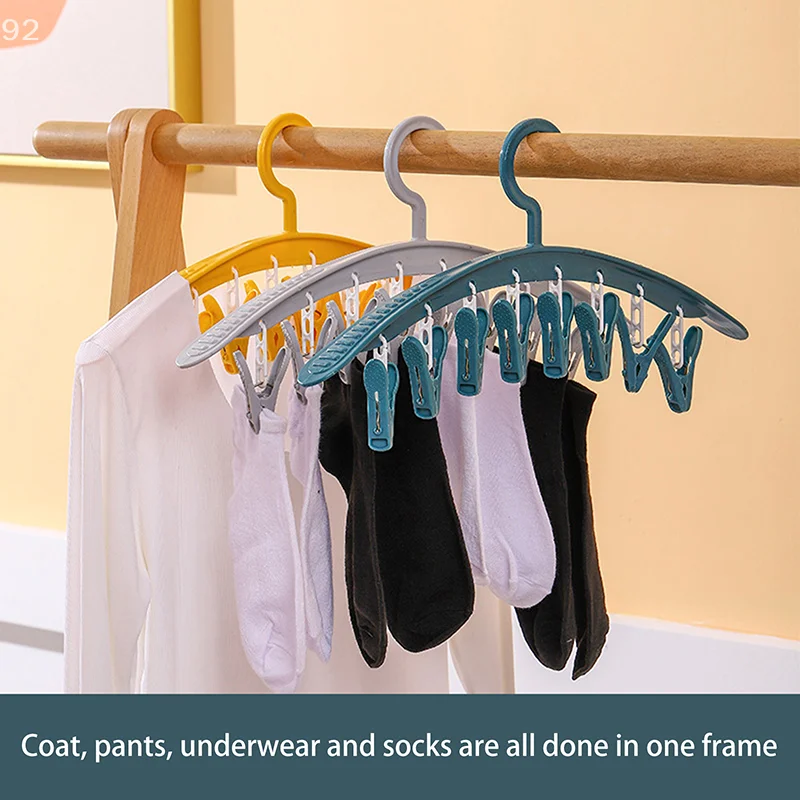 Household Multifunctional Traceless Clothes Hanger Windproof Plastic Thickened Drying Underwear Sock Clip Clothes Hanger