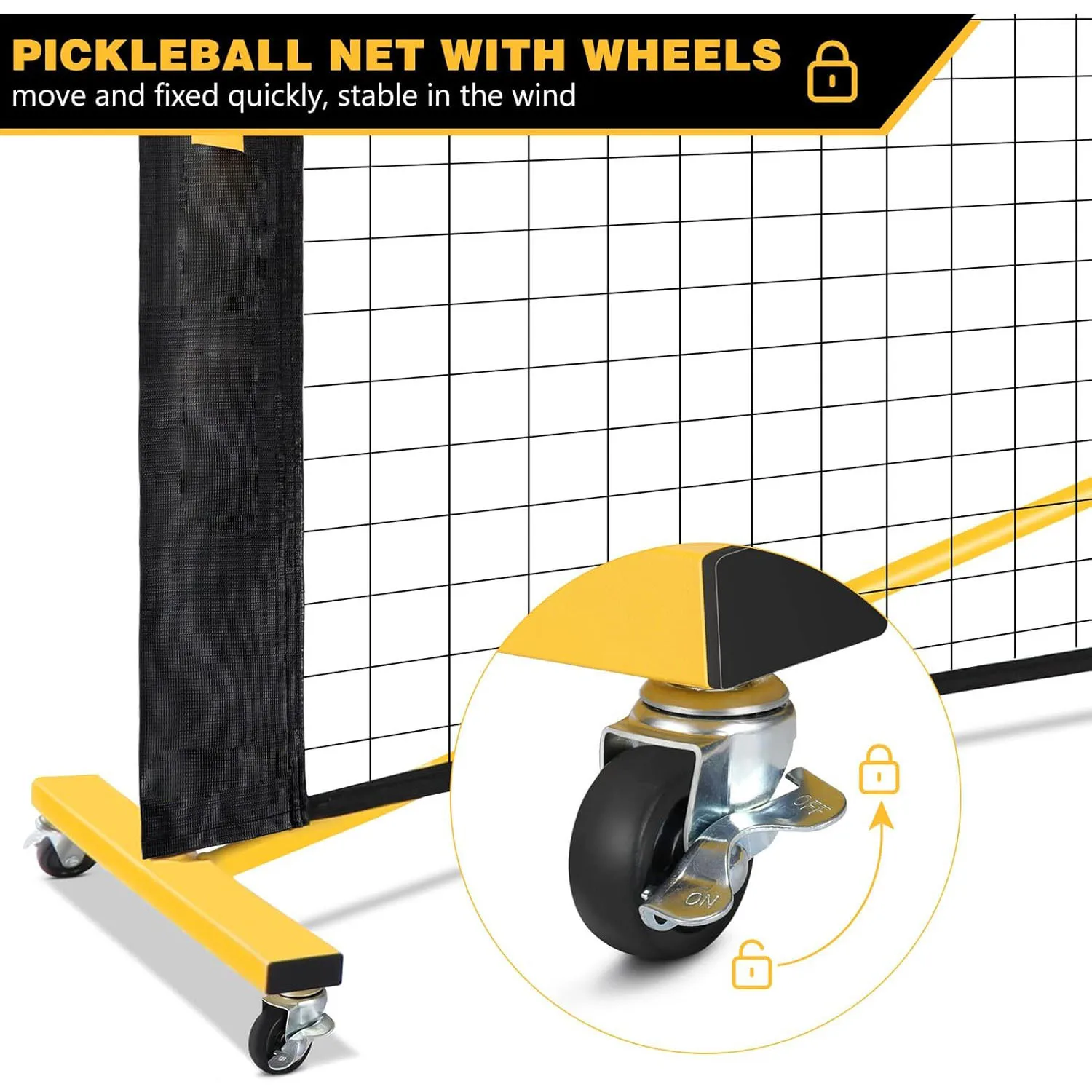 Customized Pickleball Nets with Wheels Indoor Pickleball Training Equipment 22 ft Movable Rolling Pickleball Net