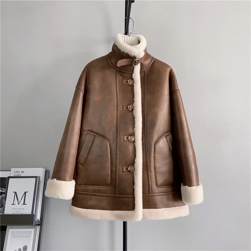 2024 New Pilot Wool Pellet Winter Jacket Women Matte Suede Real Wool Fur  Warm Thickened Coat PT492