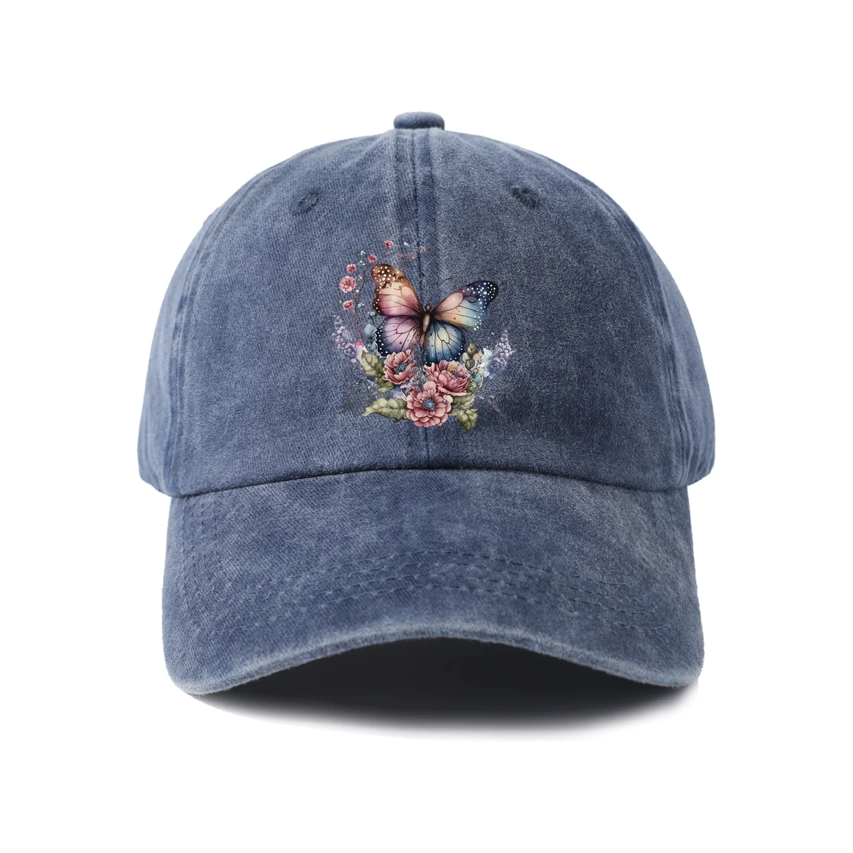 Colorful Girl Portrait Graphic Vintage Washed Baseball Cap, Adjustable Unisex Dad Hat, Weekend Gift