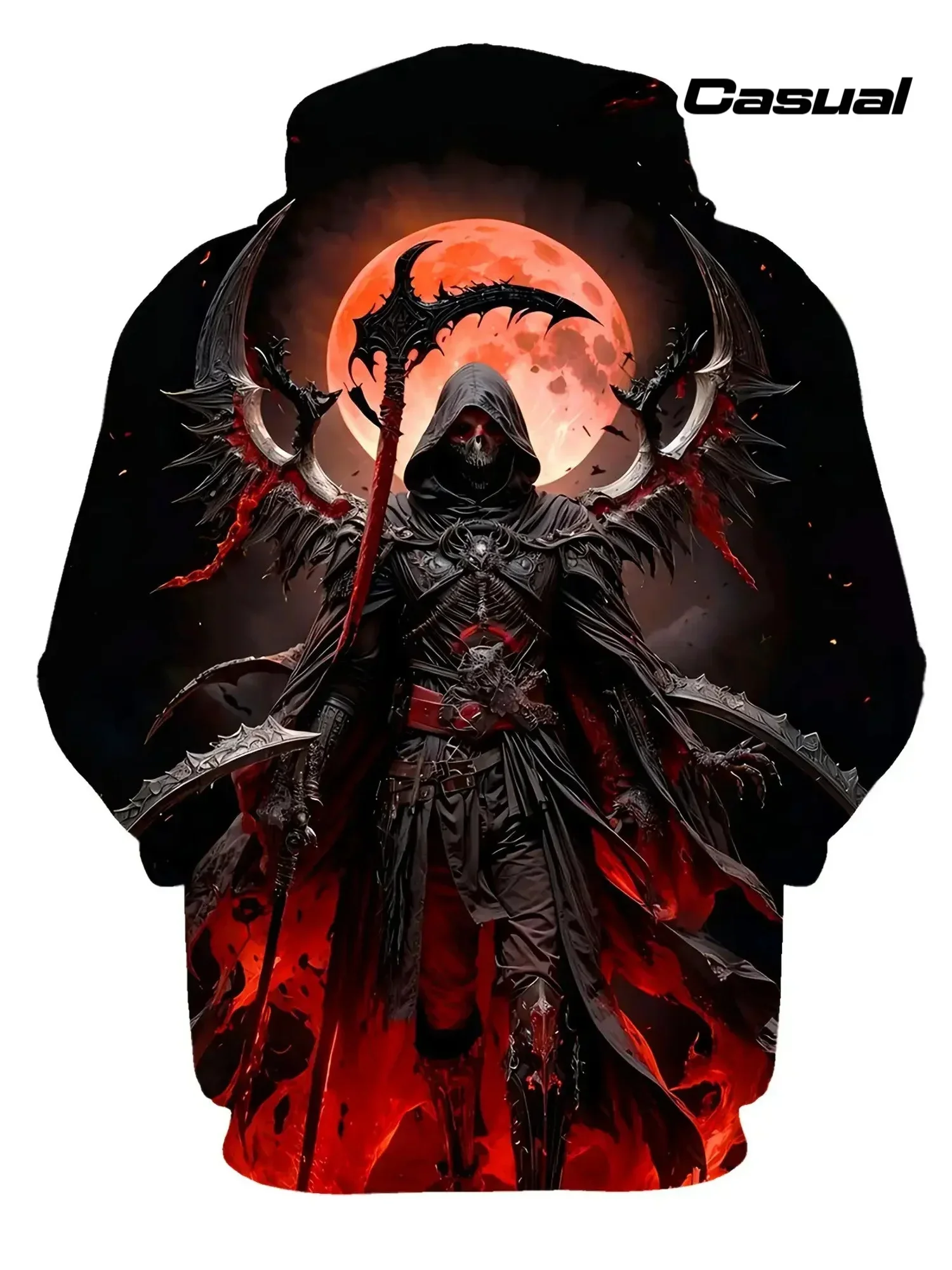 Men Stitched Horror Doll Skull Red Rose 3D Print Hoodie Gothic Dark Zombie Girl Loose Pullover Hooded Sweatshirt