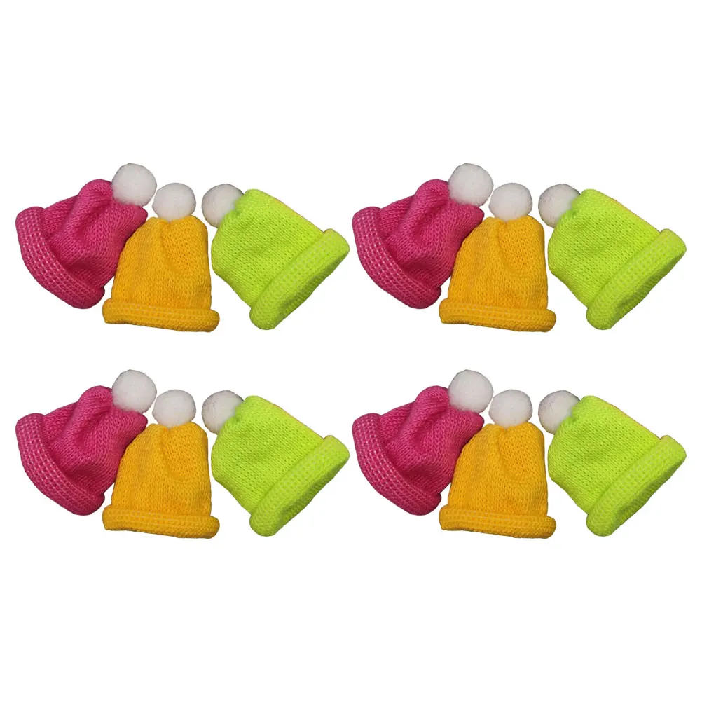 

12pcs Christmas Knit Hat Decorative Mini Xmas Hats Festive Party Accessories Holiday Decorations Wine Bottle Toppers Tiny
