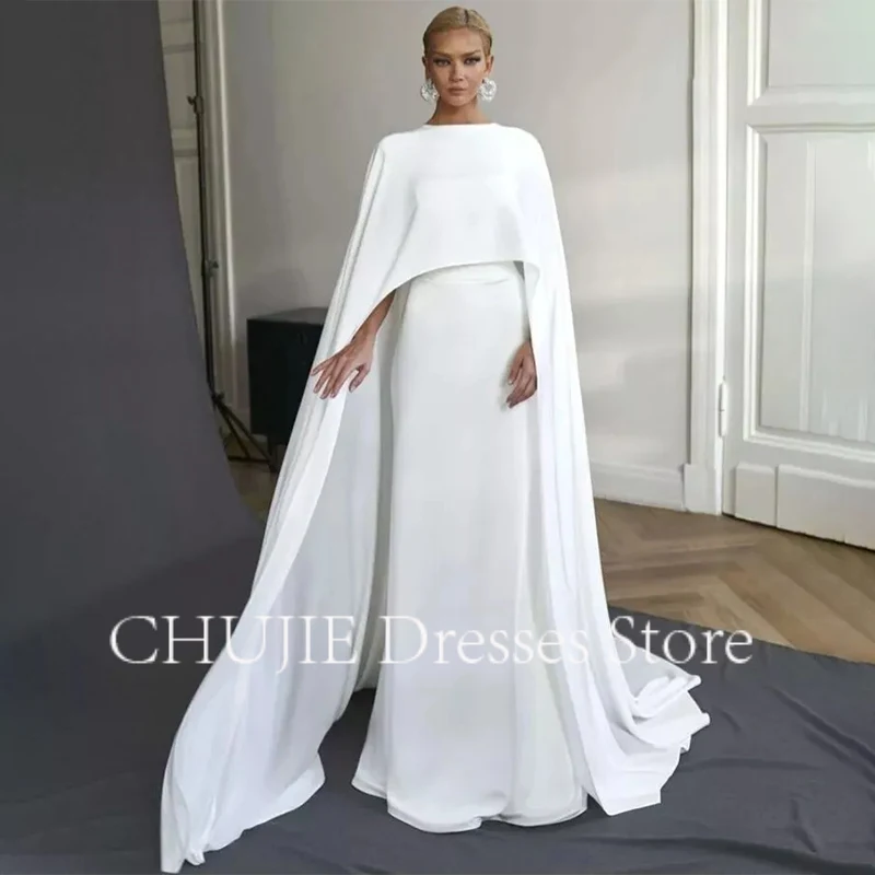 

Customized Muslim A Line Wedding Dresses New Vertically Draped Pleat Bride Dress Train Prom Gowns Arabic Robe de mariée