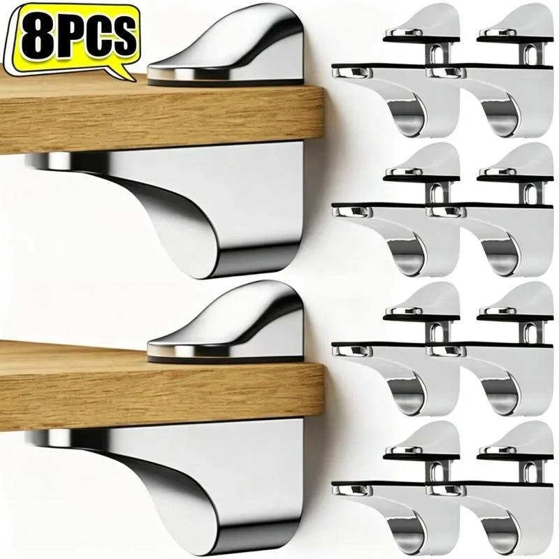 8/6/4pcs Zinc Alloy Adjustable Glass Shelf Holder Wall Mounted Bathroom Support Shelf Brackets Holder Wood Shelves Glass Clamps