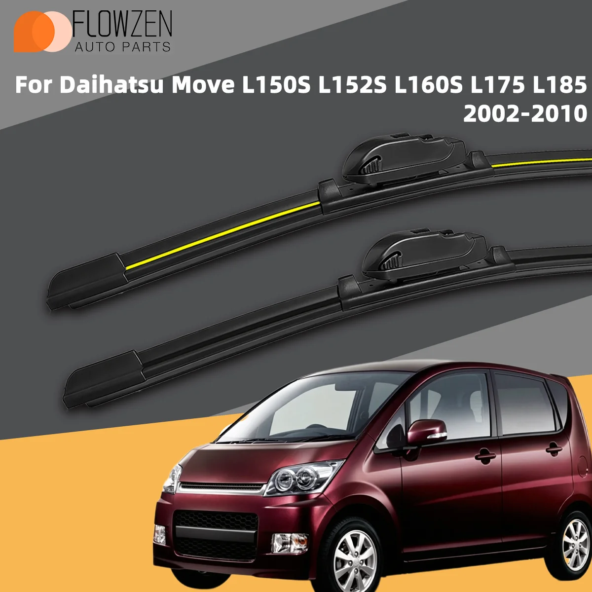 

2PCS Front Wiper Blades Fit For Daihatsu Move L150S L152S L160S L175 L185 2002-2010 Car Premium Quiet Streak-Free Durable Parts