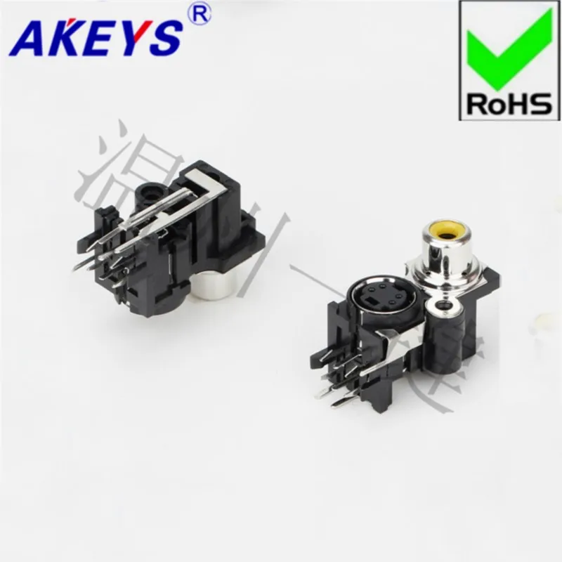 10 PCS RCA Audio Combination S Terminal 4 Core AV with Core Socket 8 Foot Band Fixed Hole 2 Fixed Foot AV-mdc-409