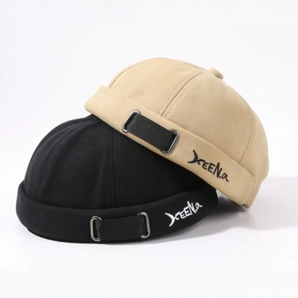 قبعة عصرية قابلة للتنفس بدون إطار قابلة للتعديل بلون سادة قبعة صغيرة للجنسين