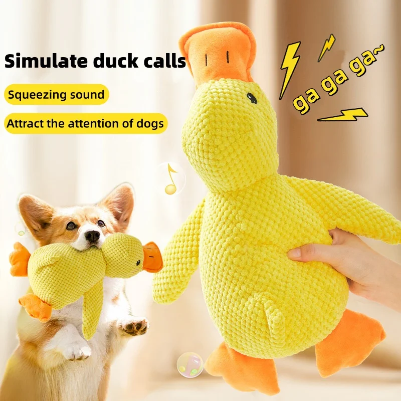 Plush Duck Dog Toy Chew Resistant Durable with Quacking Sound Teeth Grinding Relief Soft Companion for Small to Large Dogs