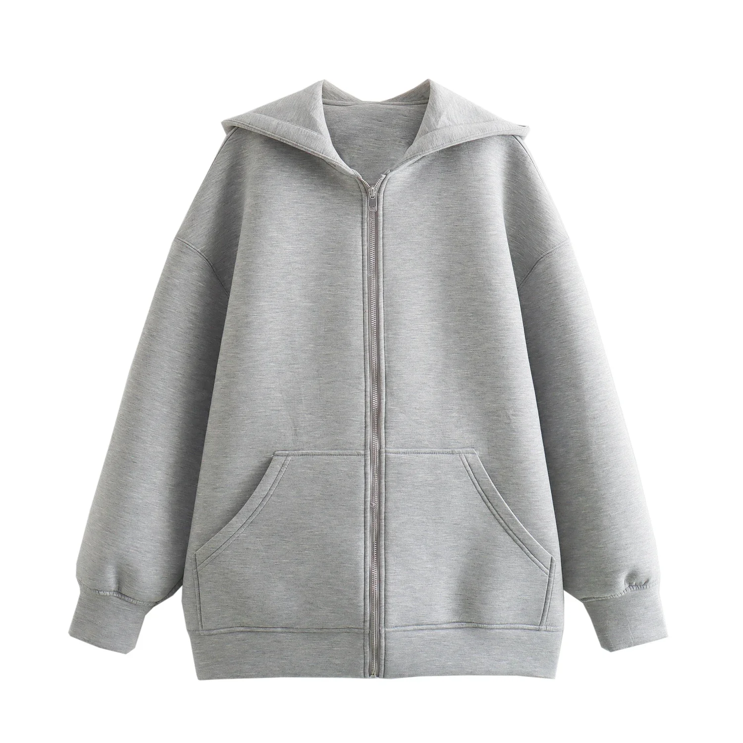 2024 autumn/winter new hooded sweatshirt cardigan with slanted pocket design and warm pullover