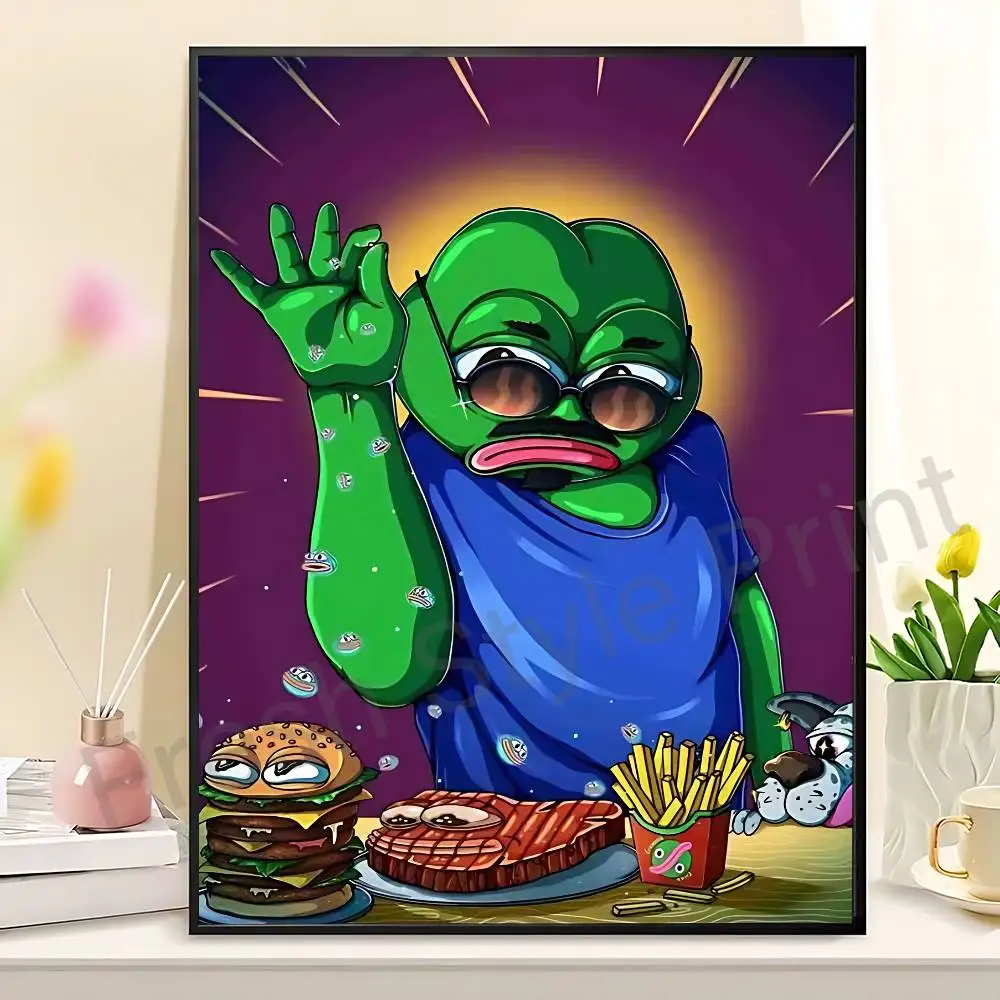 Meme P-Pepe the F-Frog Poster Fancy Wall Sticker for Living room bar retro decorative painting room
