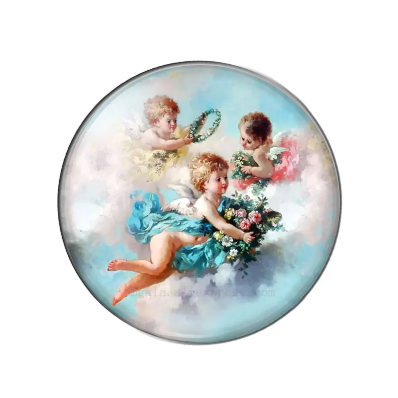 New Vintage Cute Angel Baby Paintings 10pcs 12mm/18mm/20mm/25mm Round photo demo glass cabochon flat back Making findings