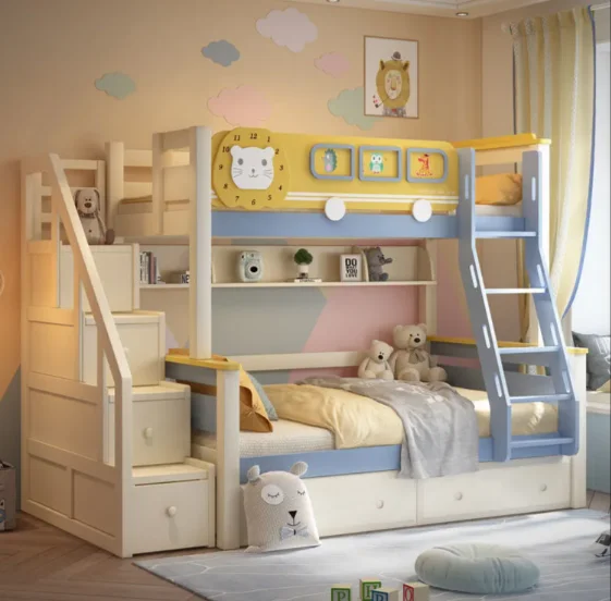 

#Solid Wood Children's Bunk Bed Durable & Eco-Friendly Boys' & Girls' High Bunk Bed For Bedroom Hotel School Use