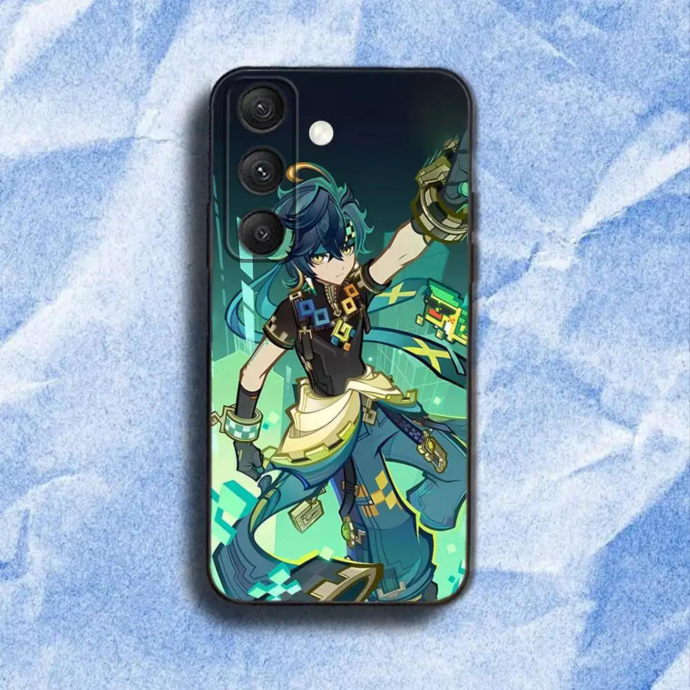 حافظة هاتف K-Kinich Genshin ImpactS لهاتف سامسونج S 25,24,23,22,30,21,10,9,Ultra,Plus,Lite,FE,4,5G حافظة ناعمة سوداء