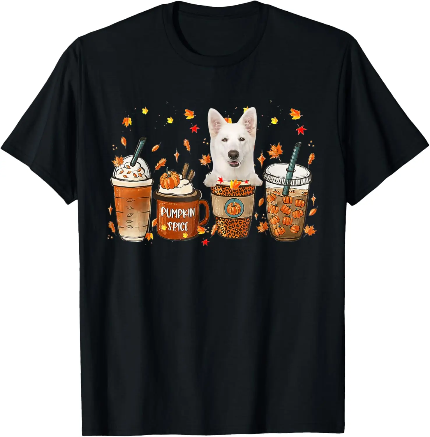 White German Shepherd Fall Coffee Pumpkin Spice Latte Iced T-Shirt