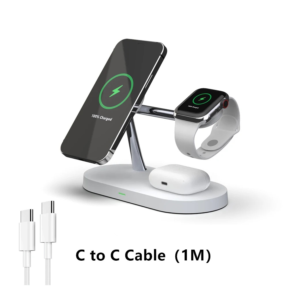 3 in 1 draadloze opladerstandaard voor iPhone 12/13/14/15/16/17 snellaadstation voor Apple Watch 10 9 8 7 6 5 4 Airpods 2 3 Pro