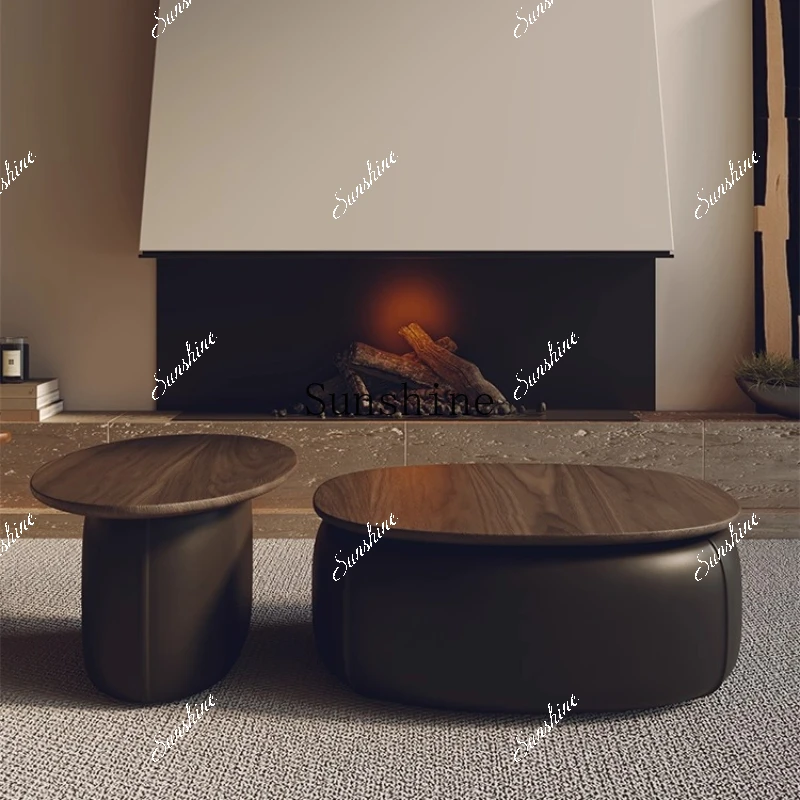 

Round coffee table living room home black light luxury size combination small apartment