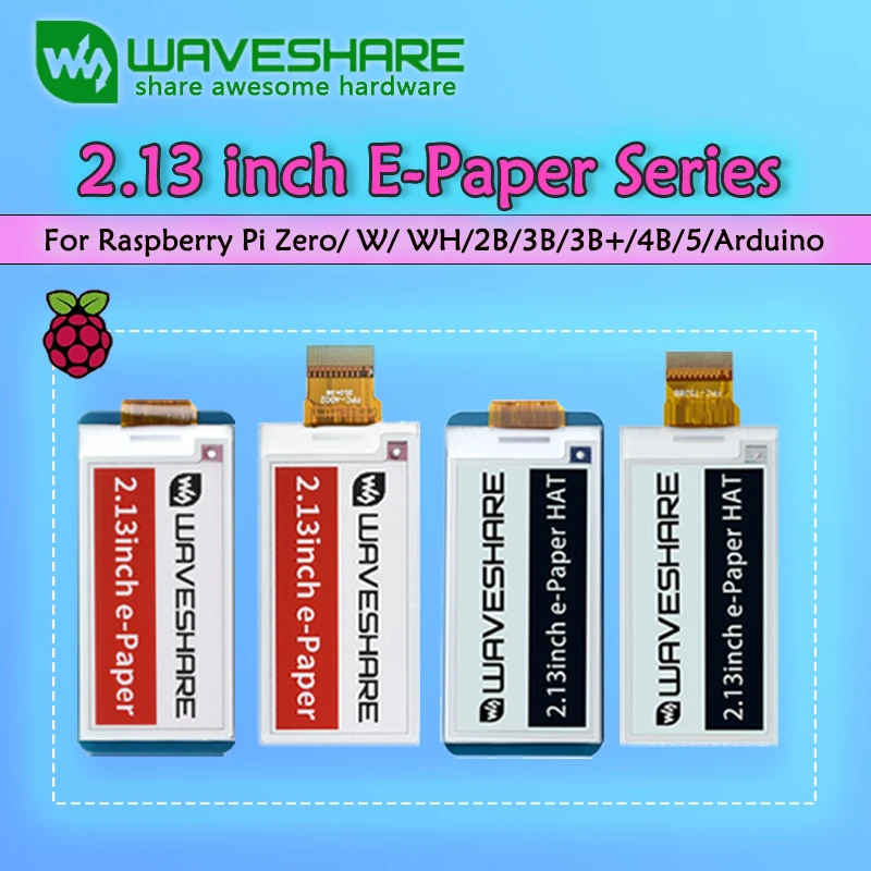 

Raspberry Pi 2.13inch e-paper E-Ink display Hat for Rpi Zero/W/WH/2B/3B/3B+/4B/5/Arduino Waveshare 250x122 SPI Screen