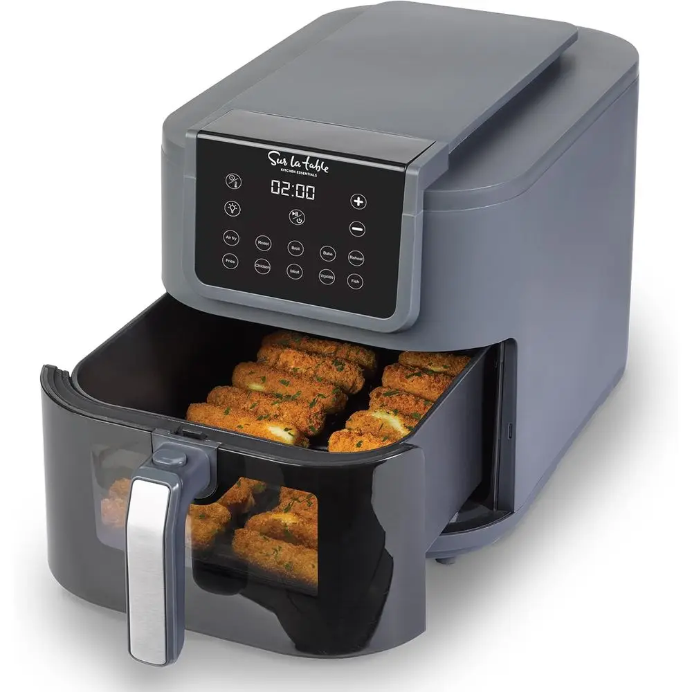 

5-in-1 Compact 8-Quart Basket Air Fryer with Window for Easy Viewing, Digital Touchscreen Display with 10-Presets, Air Fry, Bake