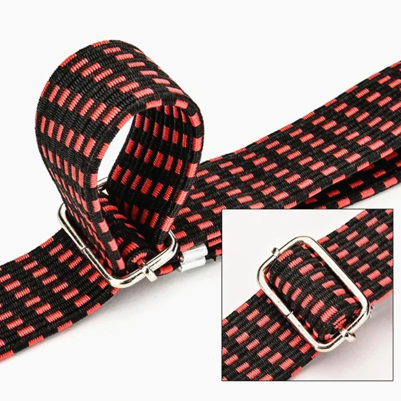 4pcs Heavy Duty Bungee Straps With Metal Hook Luggage Tensioner Flat Adjustable Bungee Cord Strong Elastic Tie Down Rope