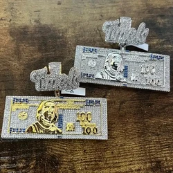 2025 New Trend Time Is Money Dollar Pendant Necklace Iced Out Bling Cubic Zirconia Charm Men Women Fashion Hip Hop Gifts Jewelry
