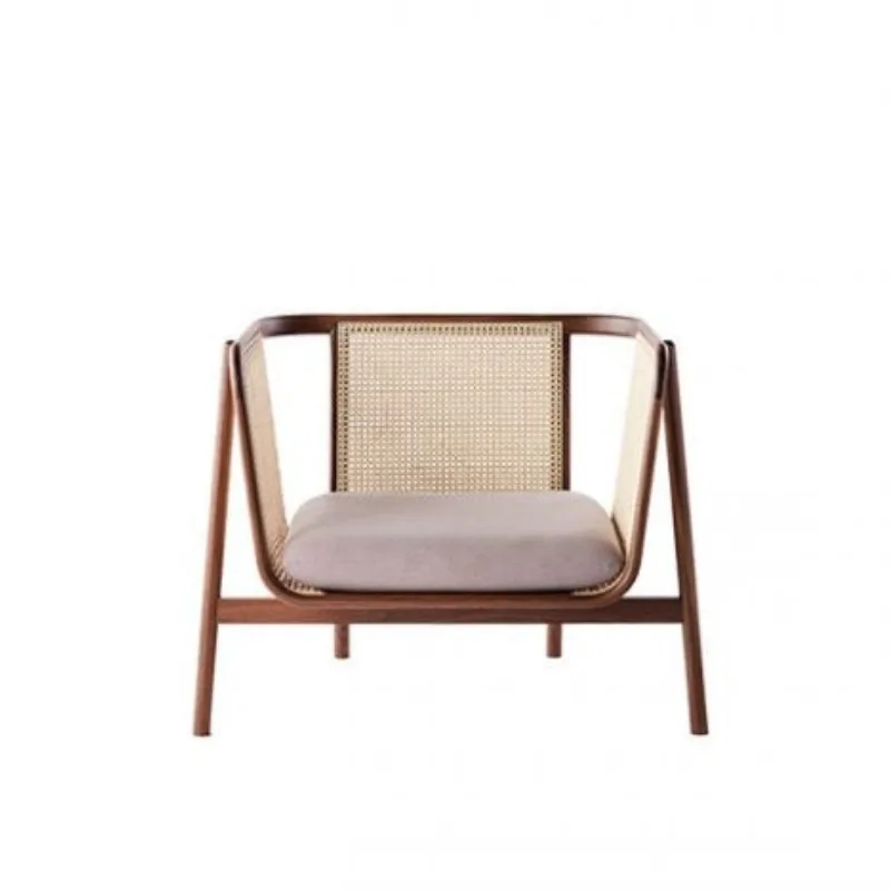 

Nordic designer solid wood rattan soft bag three double sofa small apartment bed and breakfast living room home leisure combinat