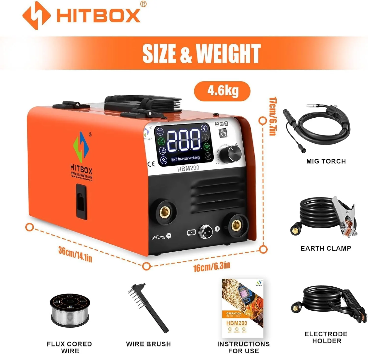 Imagem -06 - Máquina de Solda Semiautomática Hitbox Inversor de Soldado Mig Gasless Mma Elevador Tig em Hbm200 110v 220v