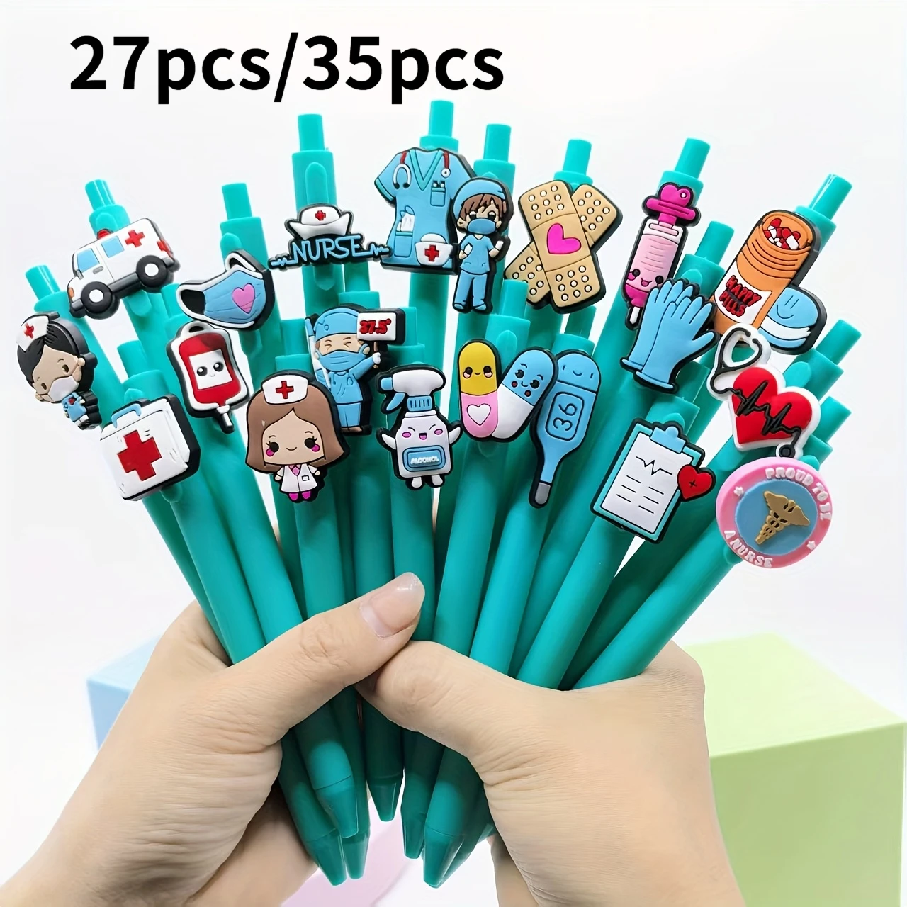 

27pcs/35pcs Creative Medical Doctor Nurse Record Writing Press Ballpoint Pen, Nurses' Day Series Press Gift Pen
