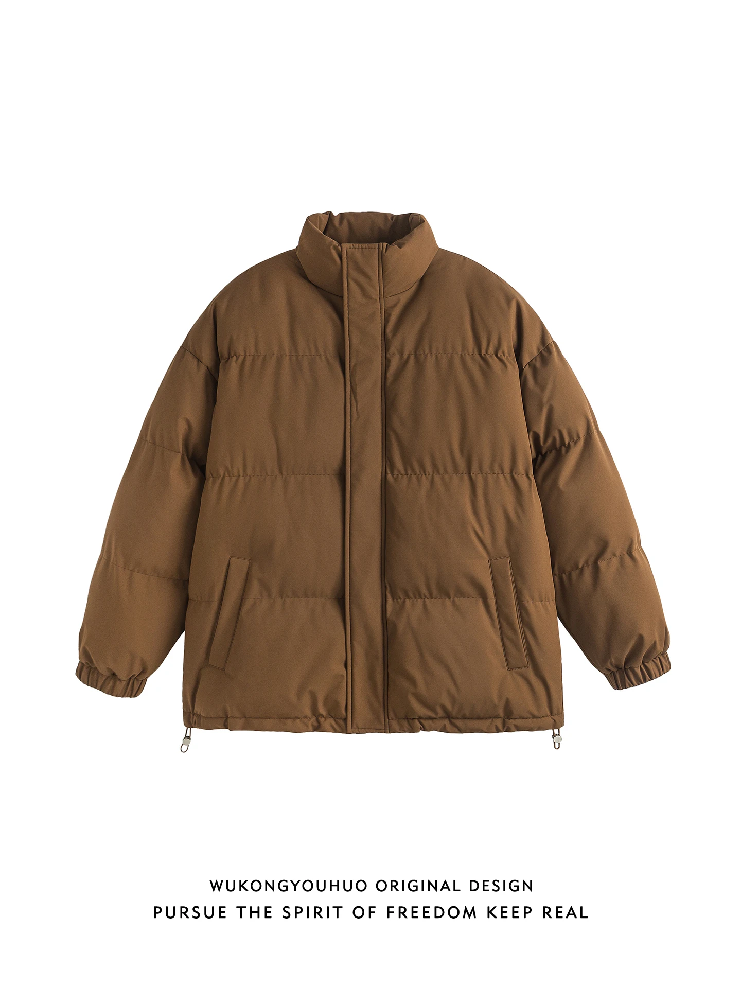 

Thiened Cotton Jaet Stand Collar Loose Fit Men's Basic Sle Winter Coat ex Retro Couple's Casual All-Match Coat