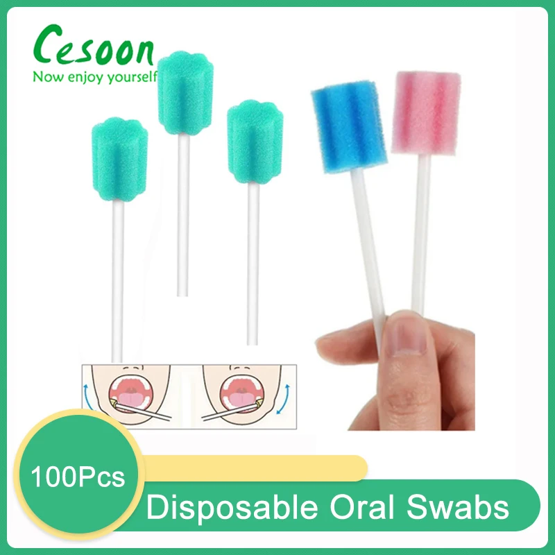 100Pcs Disposable Mouth Sponge Head Swab With Stick Cleaning Microbrush Tooth Medical Use Oral Care Dental Tool Dentist Material