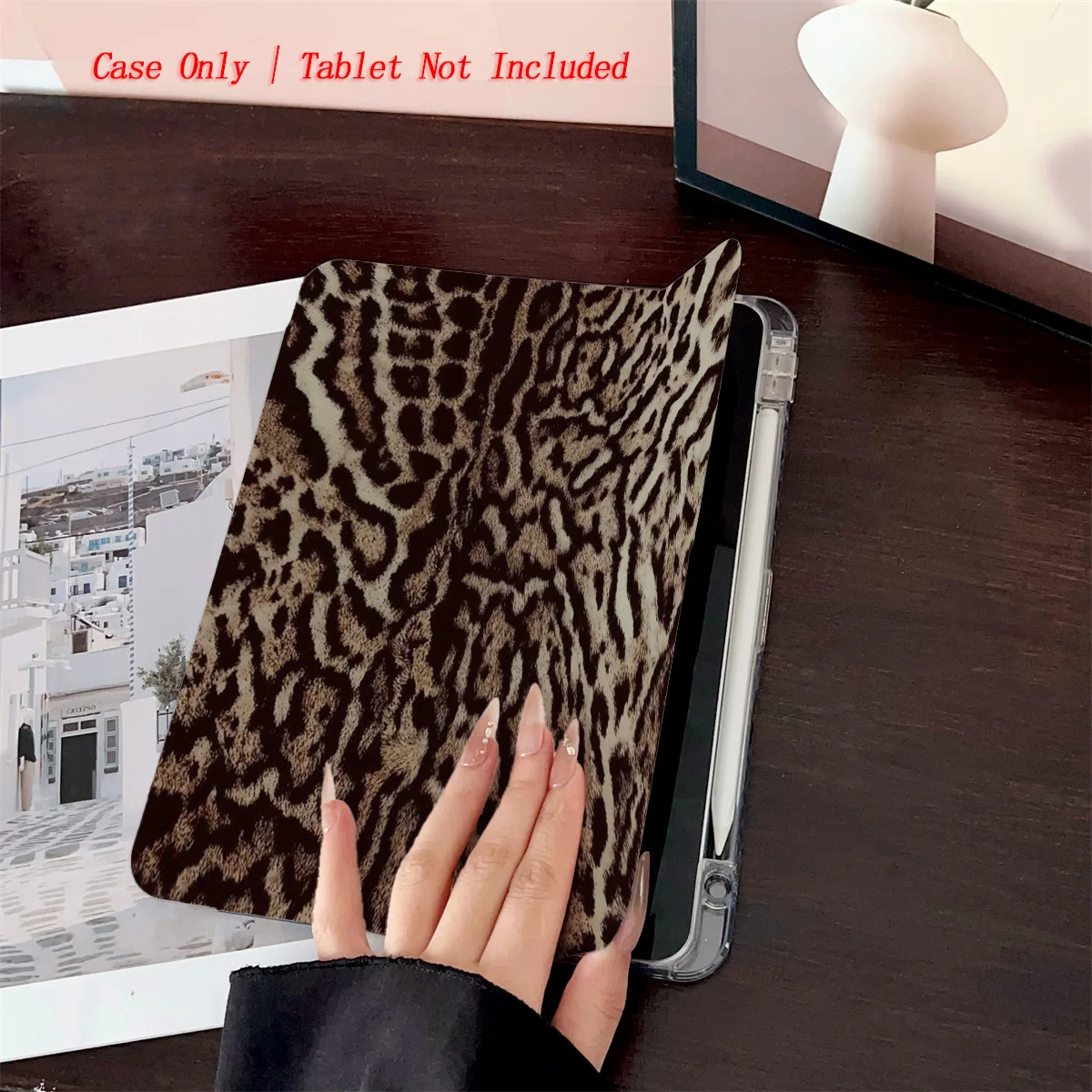 Wild Y-Fold Fierce Leopard Print & Head Pattern iPad Cover For Apple iPad 10.2/10.9 Inch Shockproof Case