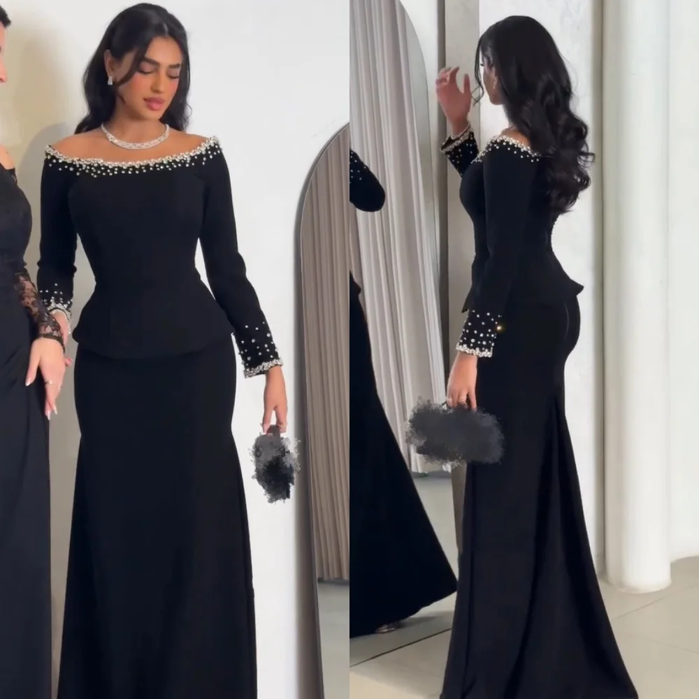 

Изысканный трикотаж с блестками и вырезом «лодочка» по индивидуальному заказу, длинные платья, вечерние размеры на заказ