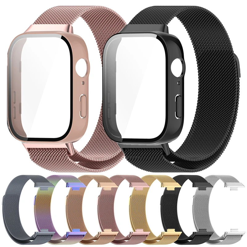 Glasgehäuse + Metallarmband für Huawei Watch Fit 3, Edelstahlarmband, Milanese-Magnetarmband für Huawei Watch Fit3 Correa