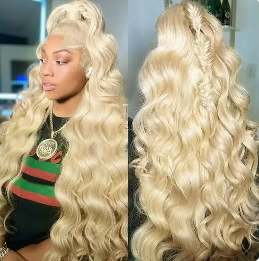 

613 Honey Blonde 13x6 Lace Front Wig Human Hair 180% Density Body Wave Blonde Lace Front Wigs Glueless Pre Plucked Wig On Sale