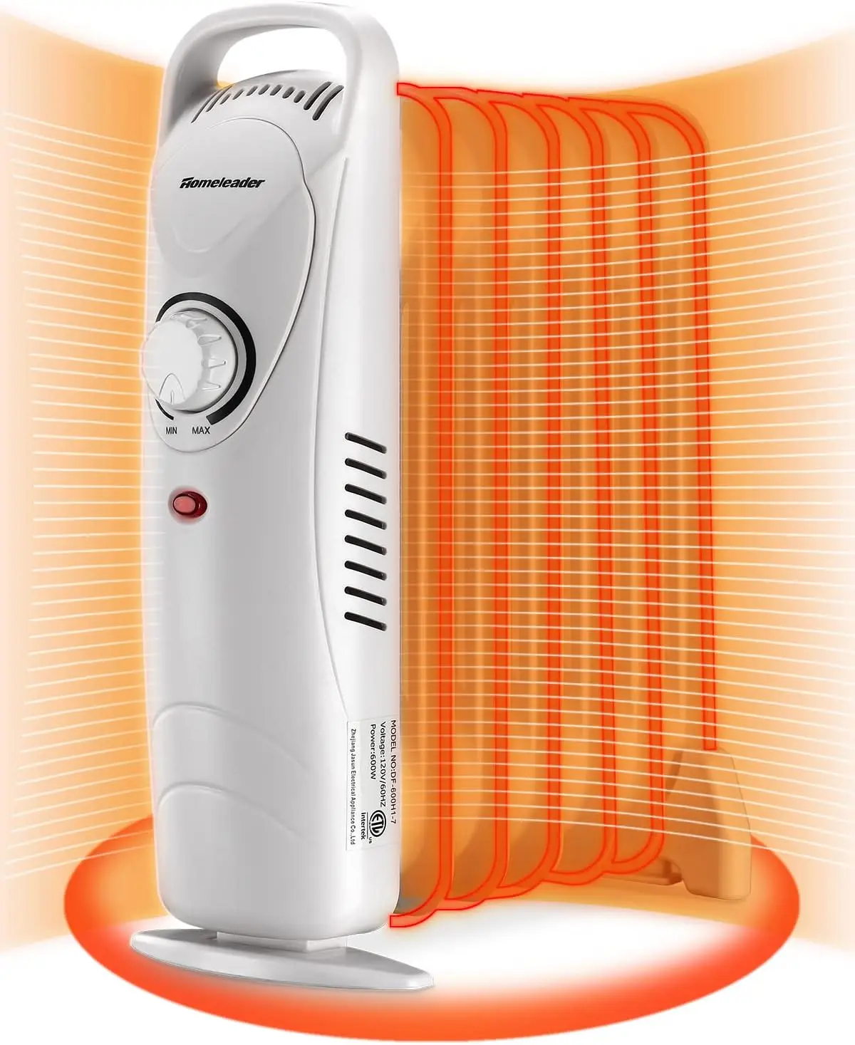 Oil Filled Radiator Heater with Adjustable Thermostat, Electric Personal Heater with Overheat Safety, for Home and Office