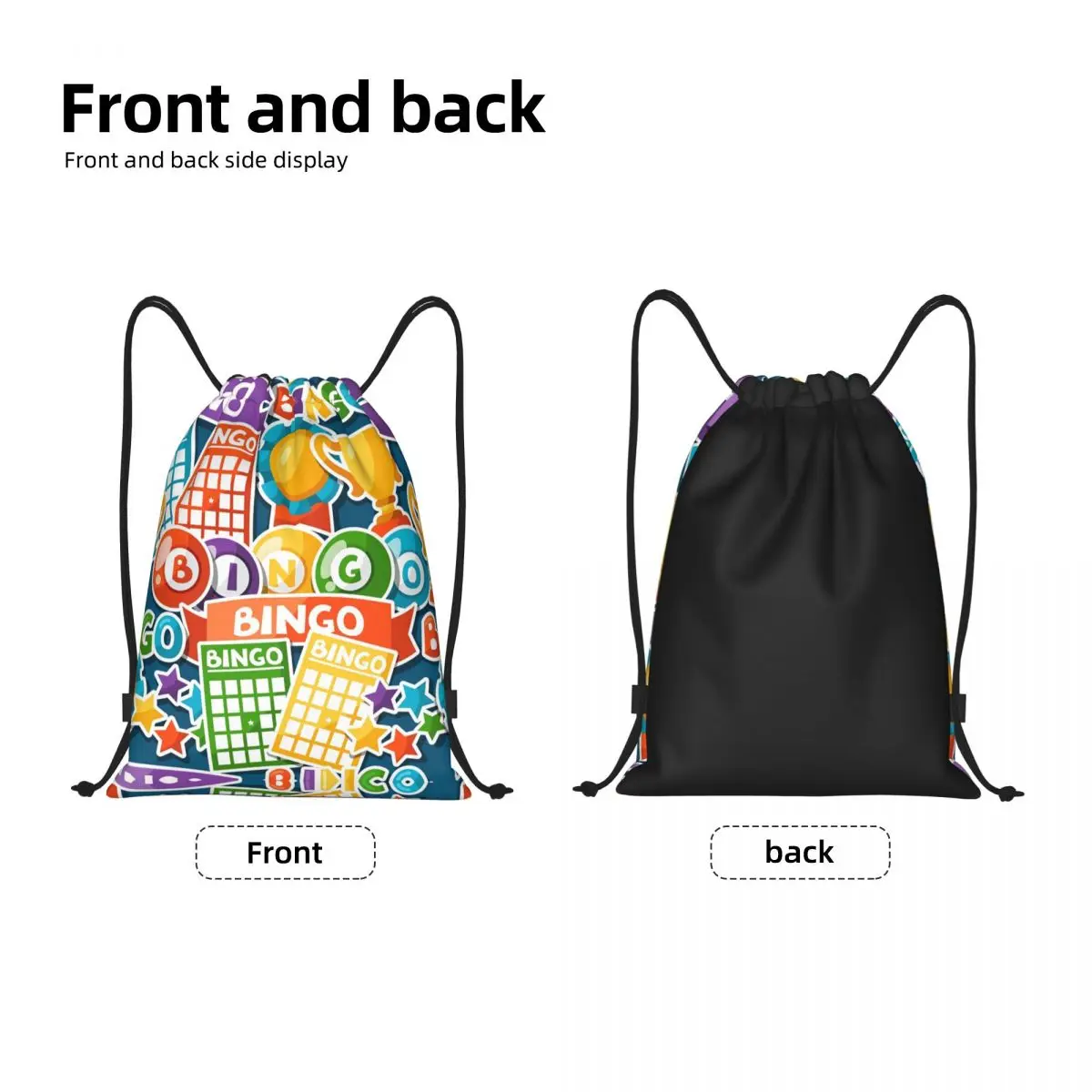 Bingo Paper Game Drawstring Bag Men Women Foldable Gym Sports Sackpack Shopping Storage Backpacks