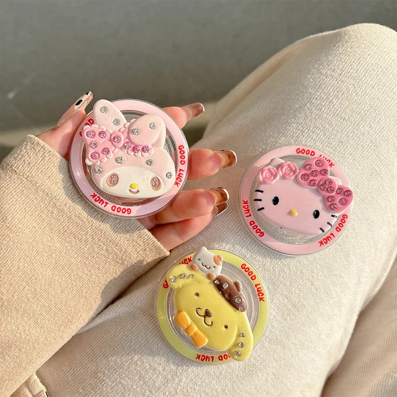 

Kawaii Hello Kitty Phone Stand Cartoon Water Diamond Phone Airbag Magnetic Back Adhesive Scalable Lazy Desktop Stand Wholesale